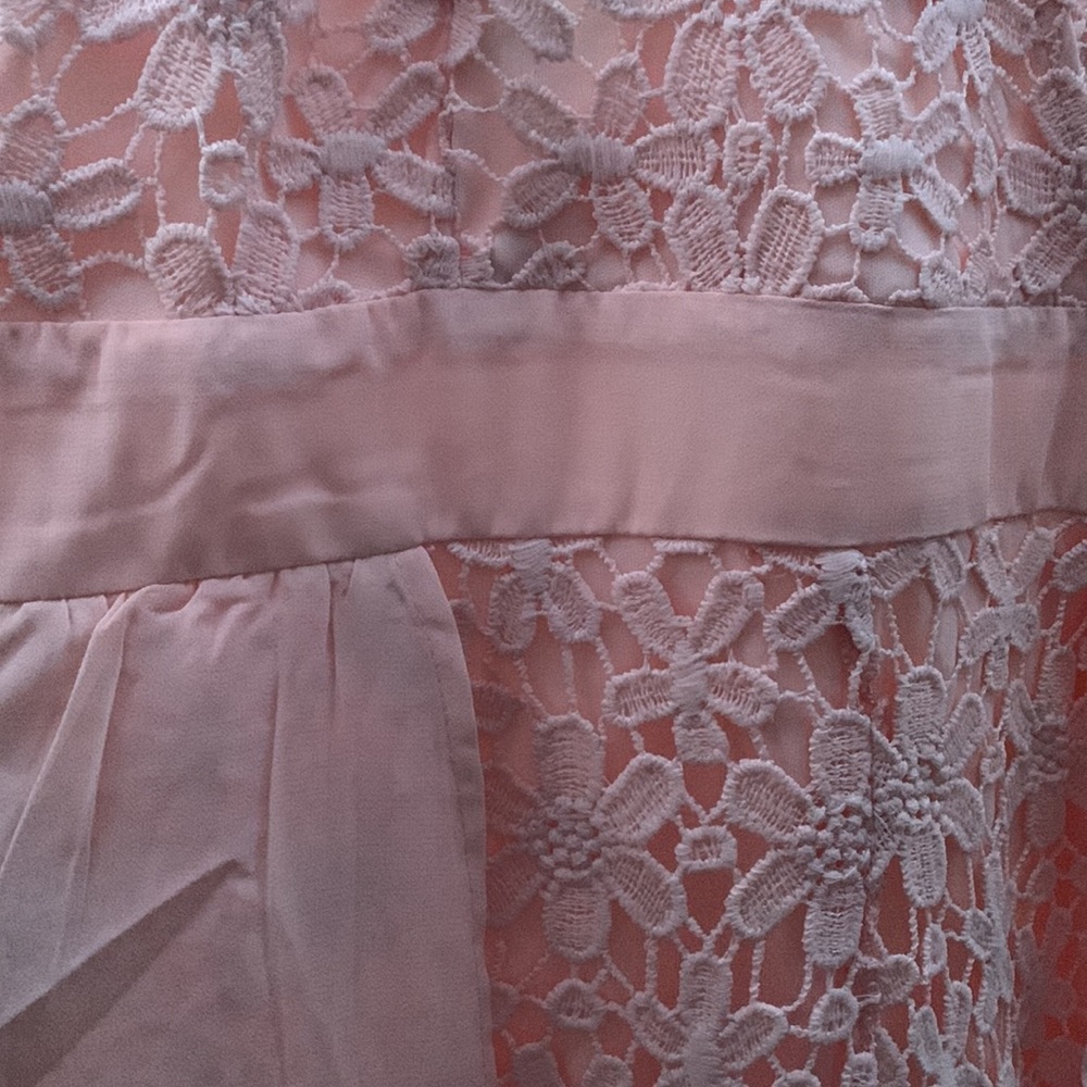 ❌DONATED❌Peach Blush Crochet Floral Lace Detailed Lined Maxi Romper - Picture 13 of 15